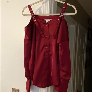 Elegant Red Satin Women's Top